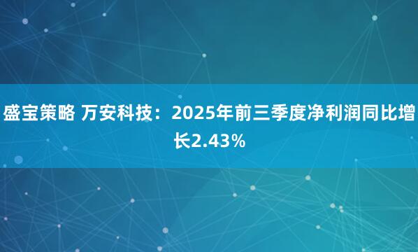 盛宝策略 万安科技：2025年前三季度净利润同比增长2.43%